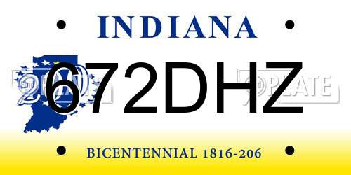 672DHZ Indiana License Plate