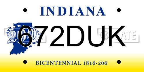 672DUK Indiana License Plate