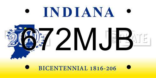 672MJB Indiana License Plate