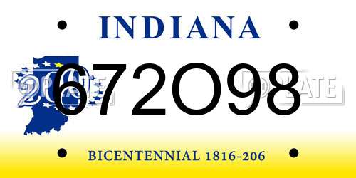 672O98 Indiana License Plate
