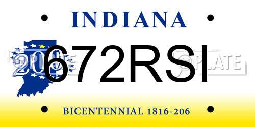 672RSI Indiana License Plate