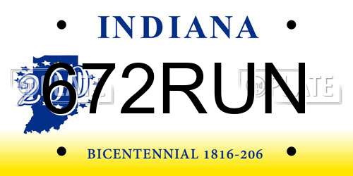672RUN Indiana License Plate