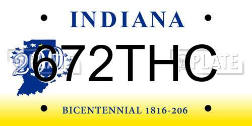672THC Indiana License Plate