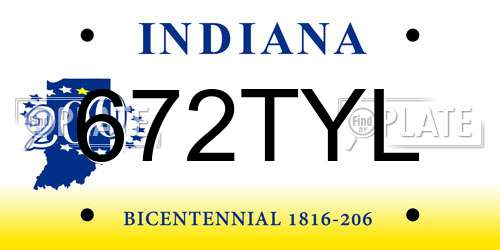672TYL Indiana License Plate