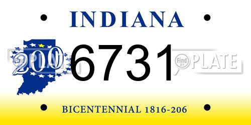 6731 Indiana License Plate
