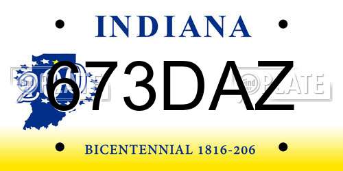 673DAZ Indiana License Plate