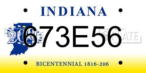 673E56 Indiana License Plate
