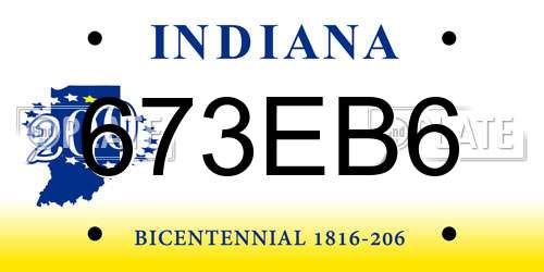 673EB6 Indiana License Plate