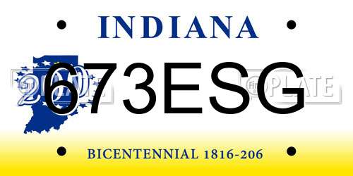 673ESG Indiana License Plate