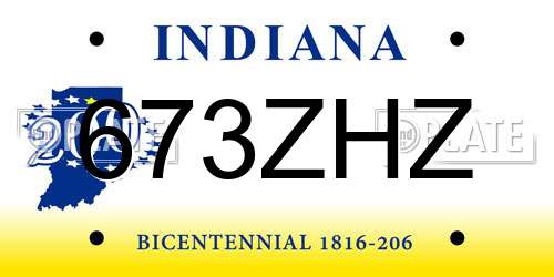 673ZHZ Indiana License Plate