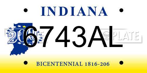 6743AL Indiana License Plate