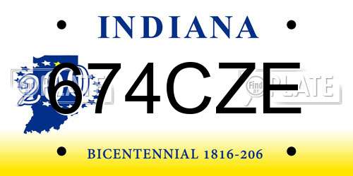 674CZE Indiana License Plate
