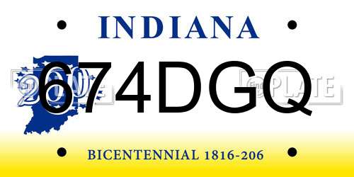 674DGQ Indiana License Plate