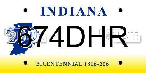 674DHR Indiana License Plate