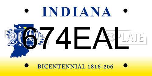 674EAL Indiana License Plate