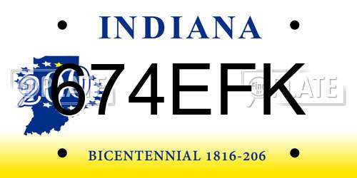 674EFK Indiana License Plate