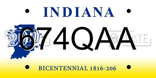 674QAA Indiana License Plate