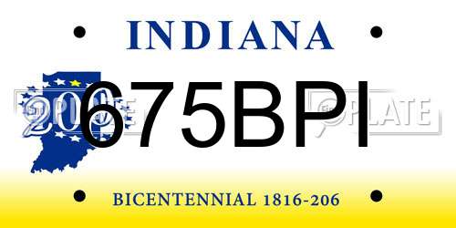 675BPI Indiana License Plate