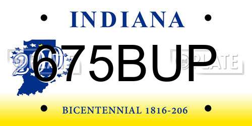 675BUP Indiana License Plate