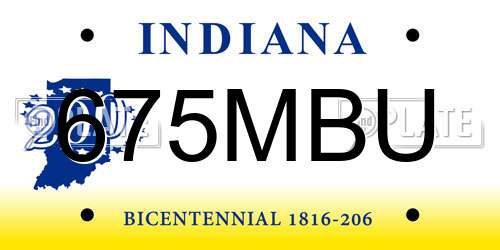 675MBU Indiana License Plate