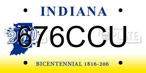 676CCU Indiana License Plate
