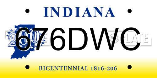676DWC Indiana License Plate