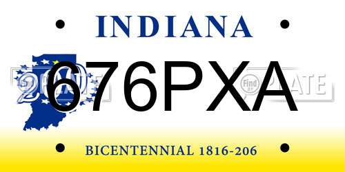 676PXA Indiana License Plate