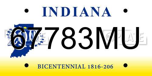 67783MU Indiana License Plate