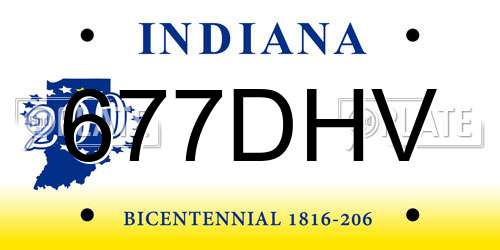 677DHV Indiana License Plate