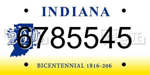 6785545 Indiana License Plate
