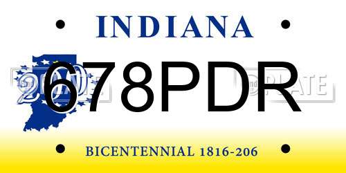 678PDR Indiana License Plate
