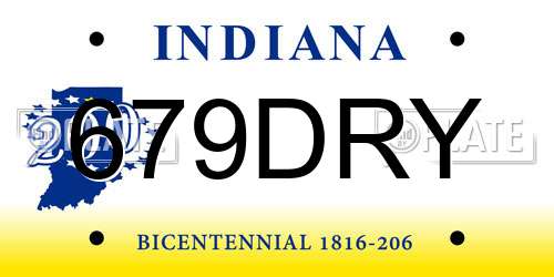 679DRY Indiana License Plate