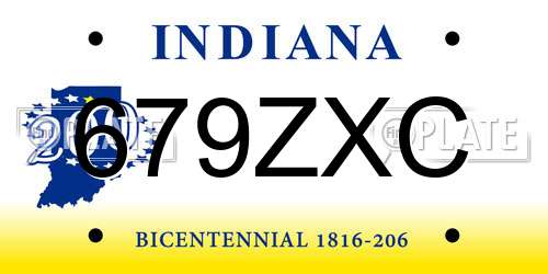 679ZXC Indiana License Plate