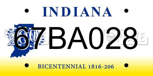 67BA028 Indiana License Plate