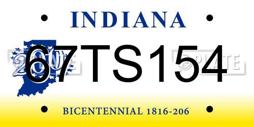 67TS154 Indiana License Plate