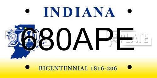 680APE Indiana License Plate
