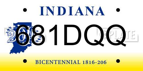 681DQQ Indiana License Plate
