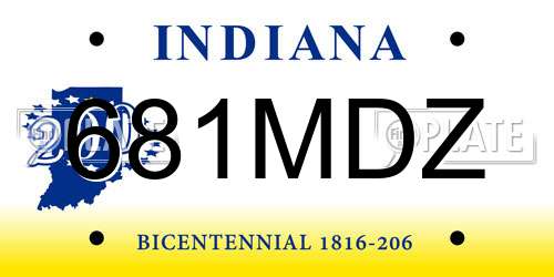 681MDZ Indiana License Plate