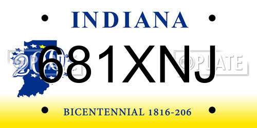 681XNJ Indiana License Plate