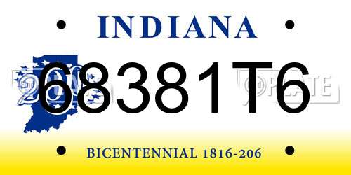 68381T6 Indiana License Plate