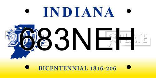 683NEH Indiana License Plate
