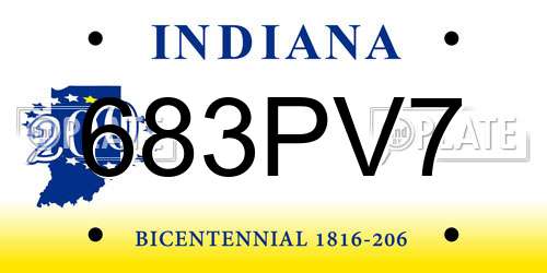 683PV7 Indiana License Plate