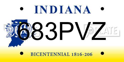 683PVZ Indiana License Plate