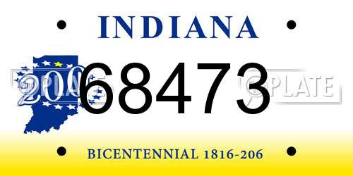 68473 Indiana License Plate