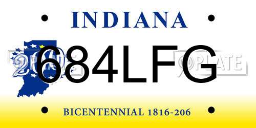 684LFG Indiana License Plate