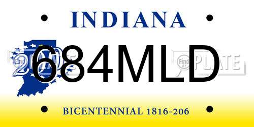 684MLD Indiana License Plate