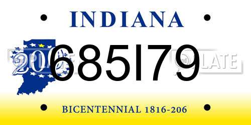 685I79 Indiana License Plate