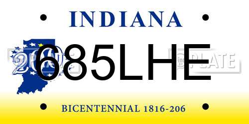 685LHE Indiana License Plate