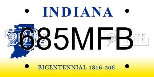 685MFB Indiana License Plate