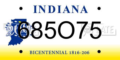 685O75 Indiana License Plate